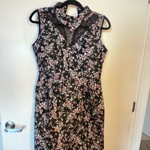 SOLD Offline: NWT: Black & Floral Mini Cocktail Dress by Alison Andrews